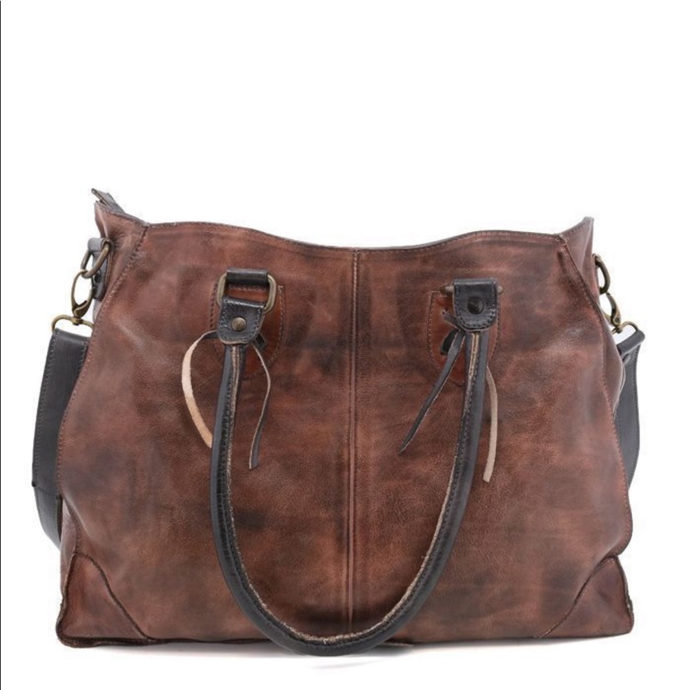 Bed Stu Distressed Brown Leather Crossbody Bag with Dark Brown Strap - Picture 3 of 10